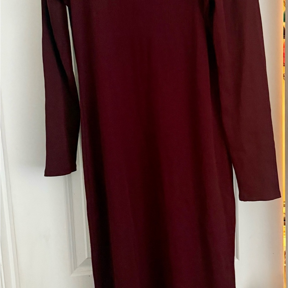 Elegant Burgundy Long Sleeve Dress